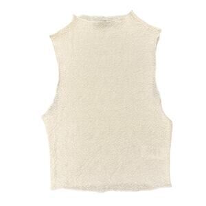 naked wardrobe Textured Sleeveless Crop Top - Cream Size S